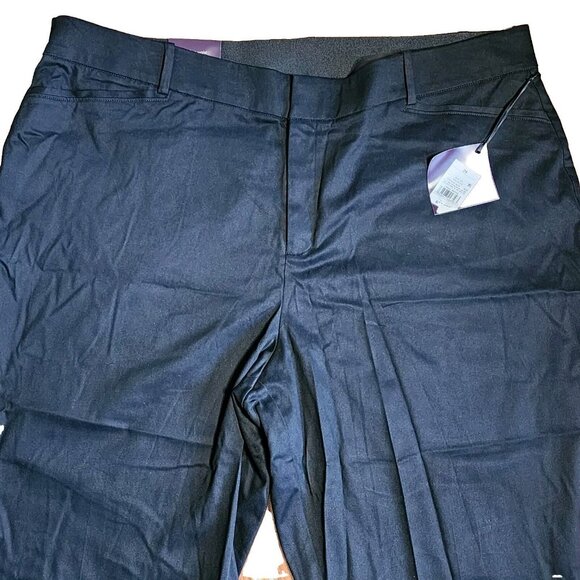 NWT AVA & VIV Solid Black High Rise Ankle Stretch Waist Pants Womens Plus Sz 24 - Picture 2 of 8